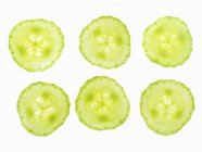 Six tranches de concombre — Photo de stock