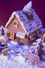 Gingerbread house with lighting — Stock Photo