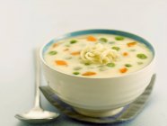 Кремовий овочевий суп у мисці — стокове фото