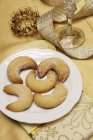 Elevated view of vanilla crescents on a plate — Stock Photo