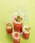 Homemade strawberry and cherry juice — Stock Photo