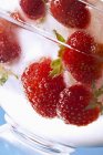 Gefrorene Erdbeeren im Glas — Stockfoto