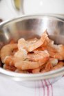 Cooked king prawns in bowl — Stock Photo