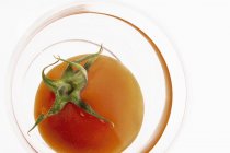 Красный помидор в стеклянной чаше — стоковое фото