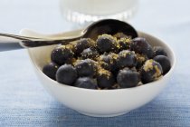 Blueberries sprinkled with cane sugar — Stock Photo