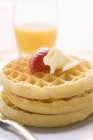 Home-made waffles with butter — Stock Photo