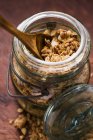 Crunchy muesli in jar — Stock Photo