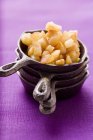 Fried potatoes in small pans — Stock Photo
