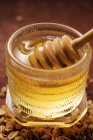 Trempette au miel dans un pot — Photo de stock