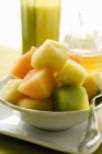Pineapple and melon fruit salad — Stock Photo