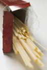 Dried Bavette pasta in packaging — Stock Photo