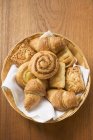 Sweet pastries in bread basket — Stock Photo
