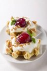 Waffles with vanilla cream — Stock Photo