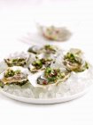 Marinated oysters with red onions — Stock Photo
