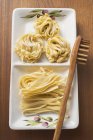 Dried Homemade ribbon pasta — Stock Photo