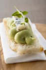 Bruschetta with avocado spread — Stock Photo