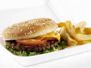 Гамбургер і смажені чіпси — стокове фото