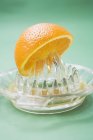Наполовину апельсин на цитрусовій сковороді — стокове фото