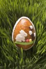 Vue rapprochée de l'oeuf de Pâques doux dans l'herbe — Photo de stock