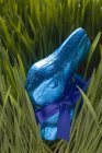 Blue chocolate Easter Bunny — Stock Photo