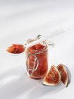 Fig jam in glass jar — Stock Photo