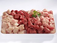 Diced beef with pork and turkey — Stock Photo