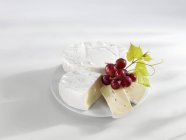Pieces of Camembert and grapes — Stock Photo