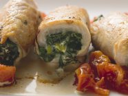 Veal rolls with spinach — Stock Photo