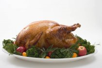 Roast turkey garnished — Stock Photo