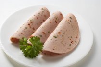 Pikantwurst sausage with red and green pepper — Stock Photo