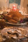 Stuffed turkey with accompaniments — Stock Photo
