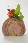 Stuffed pork roulade with herbs — Stock Photo