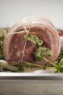 Raw rolled pork joint — Stock Photo