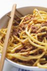 Macaroni pasta with mince sauce — Stock Photo