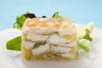 Jellied fish garnished with salad leaves — Stock Photo