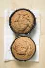 Dos pasteles recién horneados - foto de stock