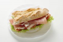 Sandwich with raw ham and vegetables — Stock Photo