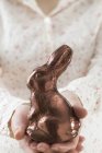 Женские руки держат пасхального кролика — стоковое фото