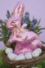 Розовый пасхальный кролик — стоковое фото