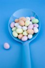 Sugar eggs on spoon — Stock Photo