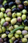 Aceitunas verdes y negras - foto de stock
