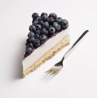 Piece of blueberry cream cake — Stock Photo