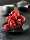 Pastel de chocolate con frambuesas - foto de stock