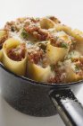 Baked cannelloni pasta with mince — Stock Photo
