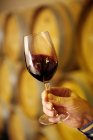 Vin rouge tourbillonnant — Photo de stock