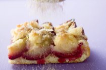 Sprinkling pedaço de bolo de ameixa — Fotografia de Stock
