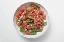 Tomato salsa with fresh basil — Stock Photo