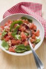 Tomato salsa with fresh basil — Stock Photo