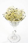 Garlic sprouts in glass — Stock Photo