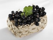 Grosellas negras maduras en cesta - foto de stock